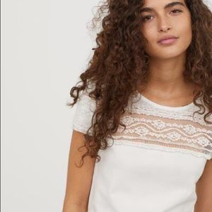 NWT! H&M Lace White Top Size L